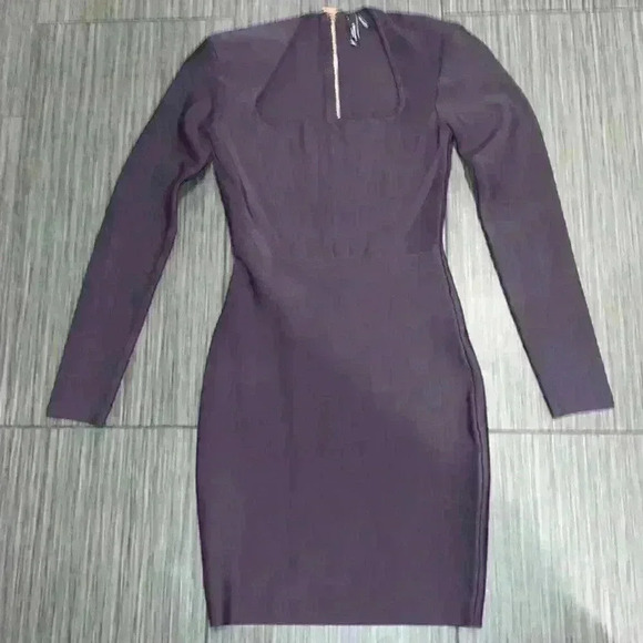 Marciano Guess Dark Purple Long Sleeve Back Zip Bandage Bodycon Dress Size XS - Picture 1 of 9
